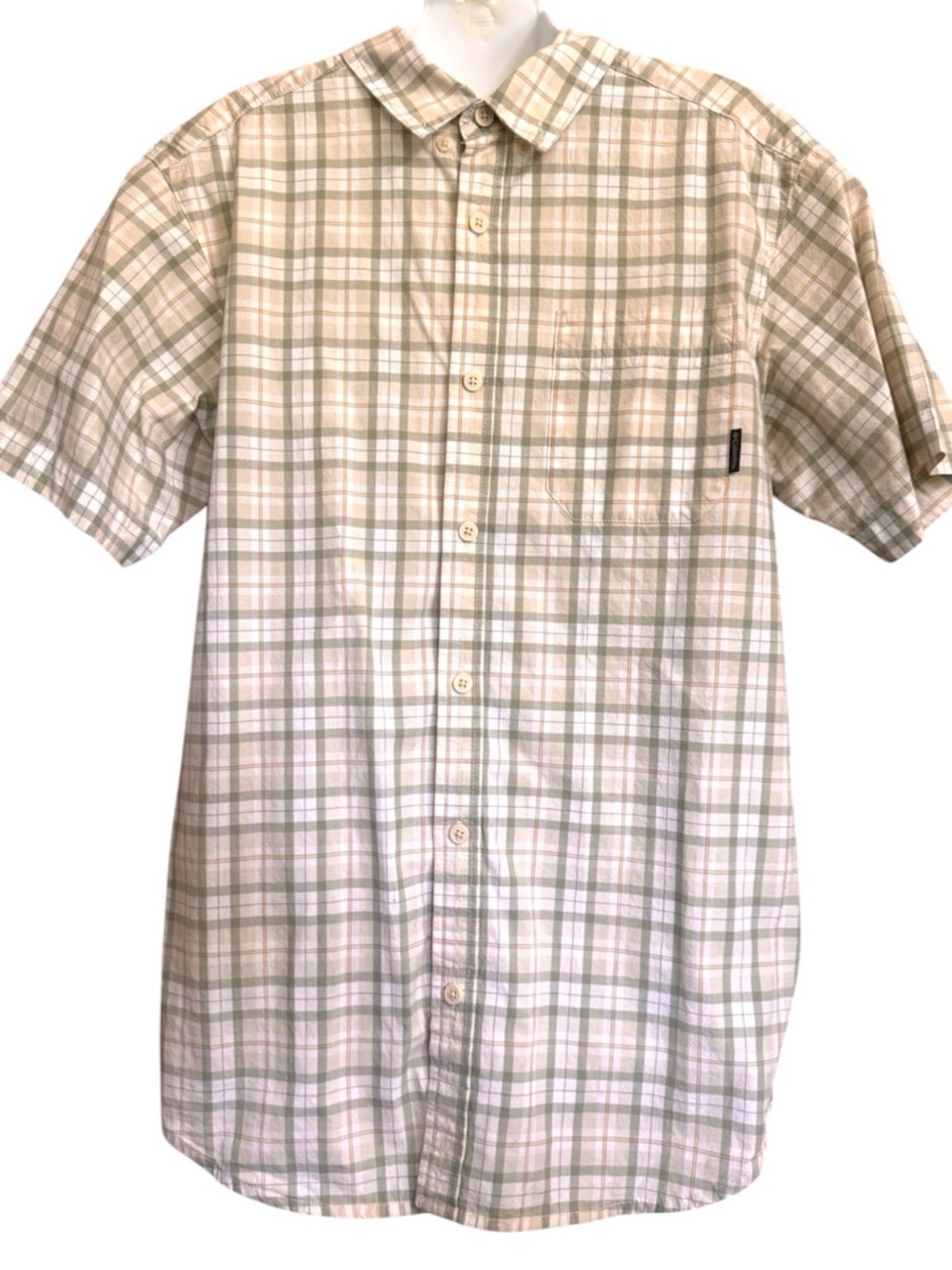 Columbia Short-Sleeve Plaid Button-Down Shirt - Beige & Green